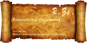 Rasovszky Zsigmond névjegykártya